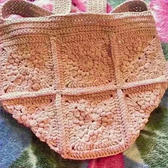 Hand Crafted Handbags - Sunflower granny stitch hobo bag, handmade crossbody strap